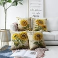thumbnail image 2 of Set of 4 Sunflower Outdoor Decorative Throw Pillow Covers 18x18 Inch,Vintage Sunflower Linen Square Cushion，for Living Room Couch and Bed （Sunflower,18x18）, 2 of 6