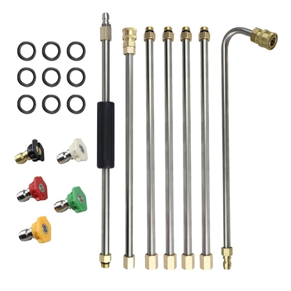 Pressure Washer Extension Wand Set, 8 ft Stainless Steel Replacement Lance with 5 Nozzle Tips, 1/4" Quick Connect, 4000 PSI