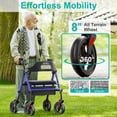 thumbnail image 3 of ZOTO Foldable Rollator Walker with Seat for Seniors, Height Adjustable Lightweight Rolling Walker with Sturdy Reinforced Carbon Steel Frame, Blue(VR2-BL), 3 of 7