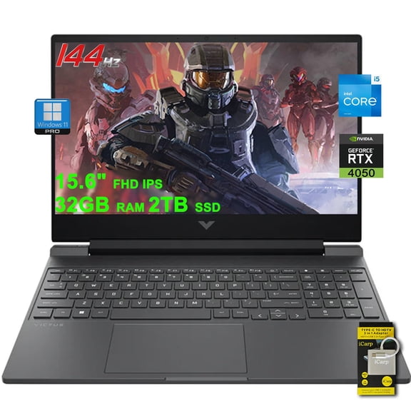 HP Victus Gaming Laptop 15.6" FHD IPS 144Hz Intel 8-core i5-13420H (>i7-12650H) 32GB RAM 2TB SSD GeForce RTX 4050 6GB Backlit USB-C B&O Fast Charge Win11Pro w/ICP Hub