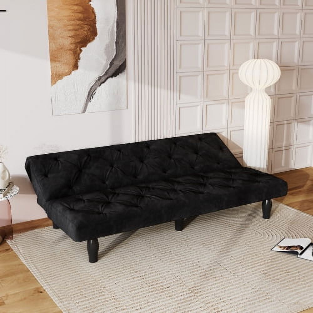 Leumius Modern Velvet Fabric 66" Upholstered Futon Sofa Bed