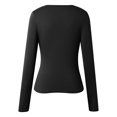 thumbnail image 3 of Fiaer White T Shirts for Women Trendy Asymmetric Neck Long Sleeve Tshirts Slim Fit Casual Comfy Fall Knit Tops Black L, 3 of 4