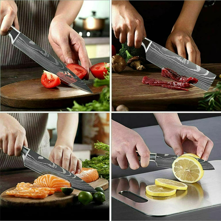 5 Pcs Kitchen Knife Boxed Set Ultra Sharp Japanese Knives with Sheaths Chefs Knives Set for Professional Multipurpose Cooking with Ergonomic Handle 