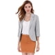 thumbnail image 1 of INSPIRE CHIC Blazer De Solapa Con Muescas Y Mangas 3/4 A Rayas Para Mujer gris XL, 1 of 7