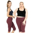 thumbnail image 2 of Stretch Is Comfort Women's Cotton Knee Length Leggings Burgundy 2X, 2 of 6