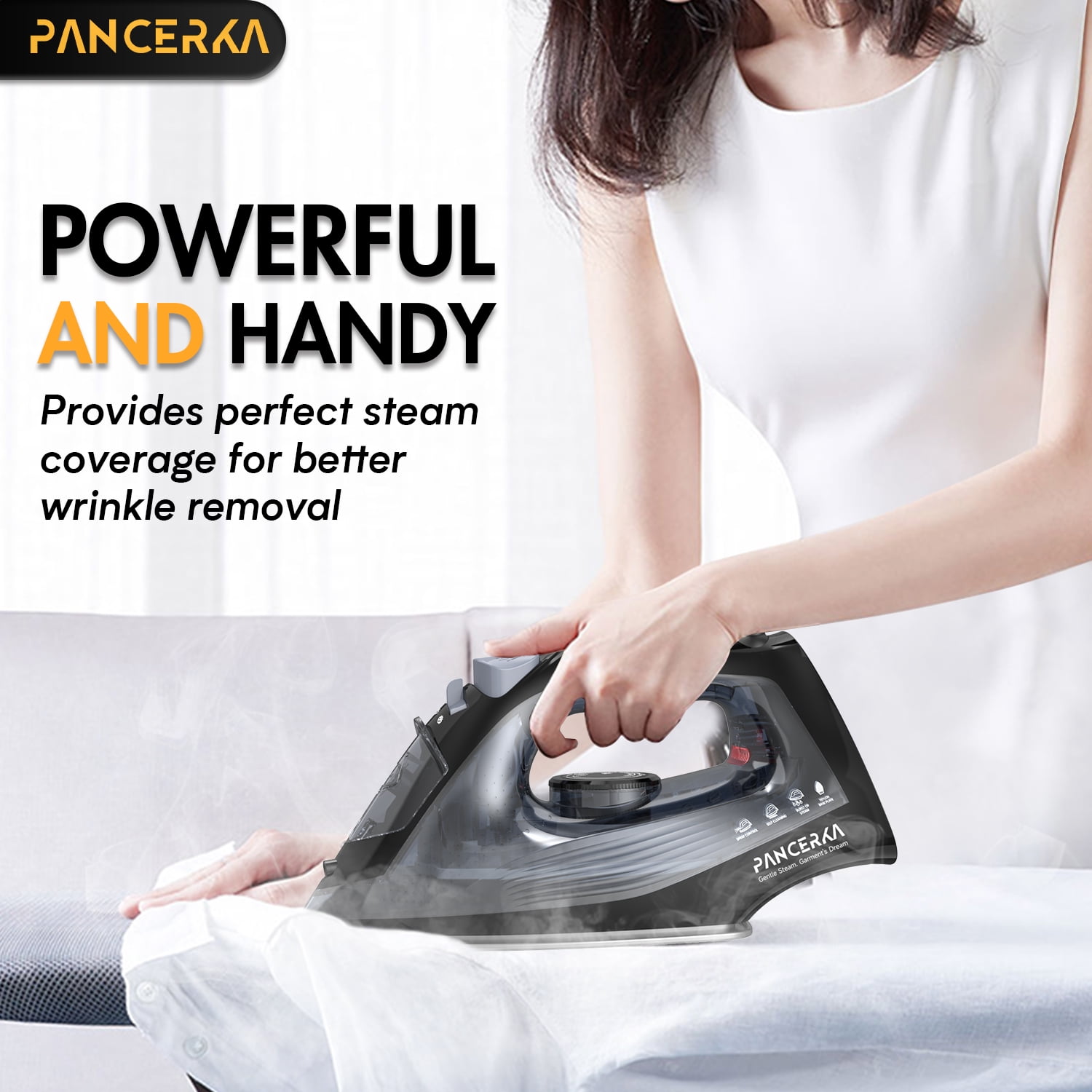 PANCERKA Electric Steam Iron for Clothes with Self-Cleaning Non-stick bottom plate, 1600W