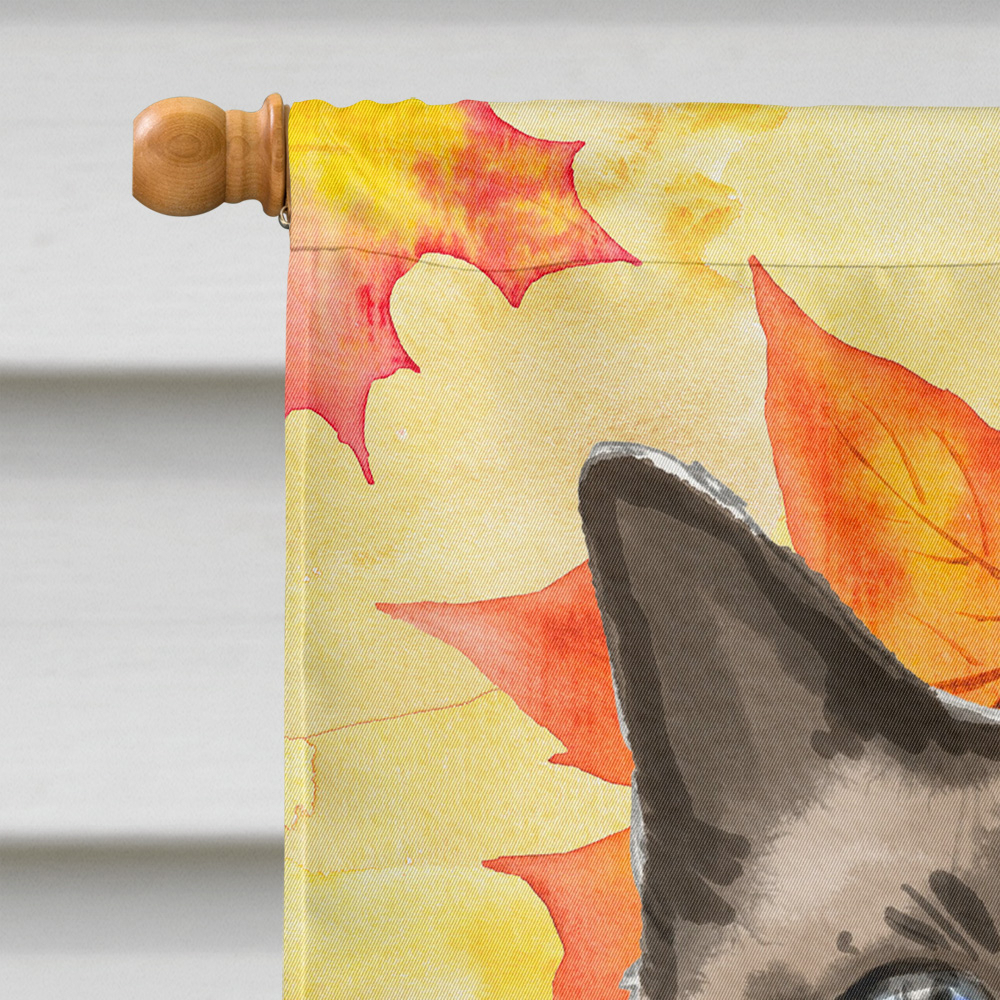 Carolines Treasures CK3084CHF Siamese Fall Leaves Flag Canvas House Size  Large multicolor