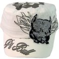 thumbnail image 2 of Pit Bull Rhinestone Glitter Military Cadet Hat - One Size (White), 2 of 4