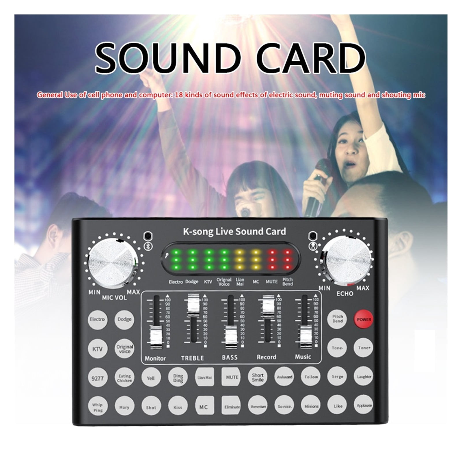 F9 Mobile Phone Microphone Live Sound Card 18 Sound Headset USB External Audio Interface Sound Card With For PC Phone ,Easy to Operate