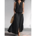 thumbnail image 4 of Summer Skirt Sets Women 2 Piece Outfits Sleeveless Top Elastic Waist Maxi Dress Sets with Pockets Black XL, 4 of 6