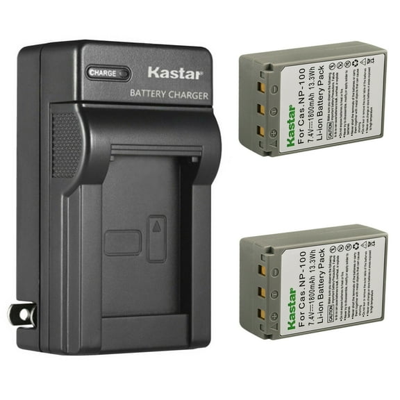 Kastar 2-Pack Battery and AC Wall Charger Replacement for Casio NP-100 CNP100 NP-100L NP-100DBA Battery, Casio BC-100L Charger, Casio Exilim Pro EX-F1 EXF1, Casio Exilim Pro EX-F1BK EXF1BK Cameras
