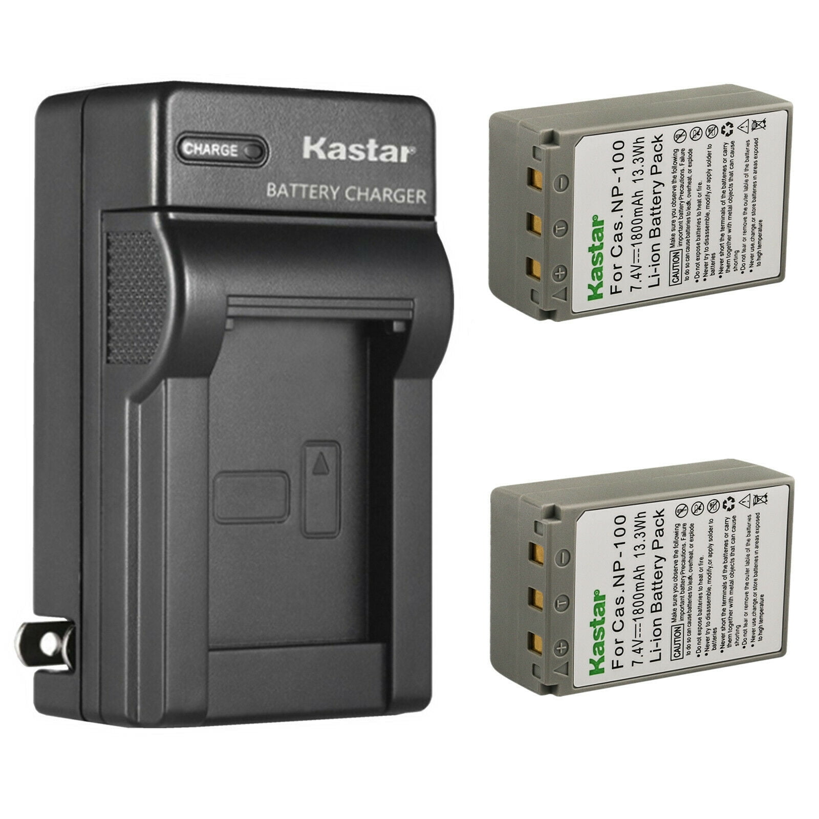 Kastar 2-Pack Battery and AC Wall Charger Replacement for Casio NP-100 CNP100 NP-100L NP-100DBA Battery Casio BC-100L Charger Casio Exilim Pro EX-F1 EXF1 Casio Exilim Pro EX-F1BK EXF1BK Cameras