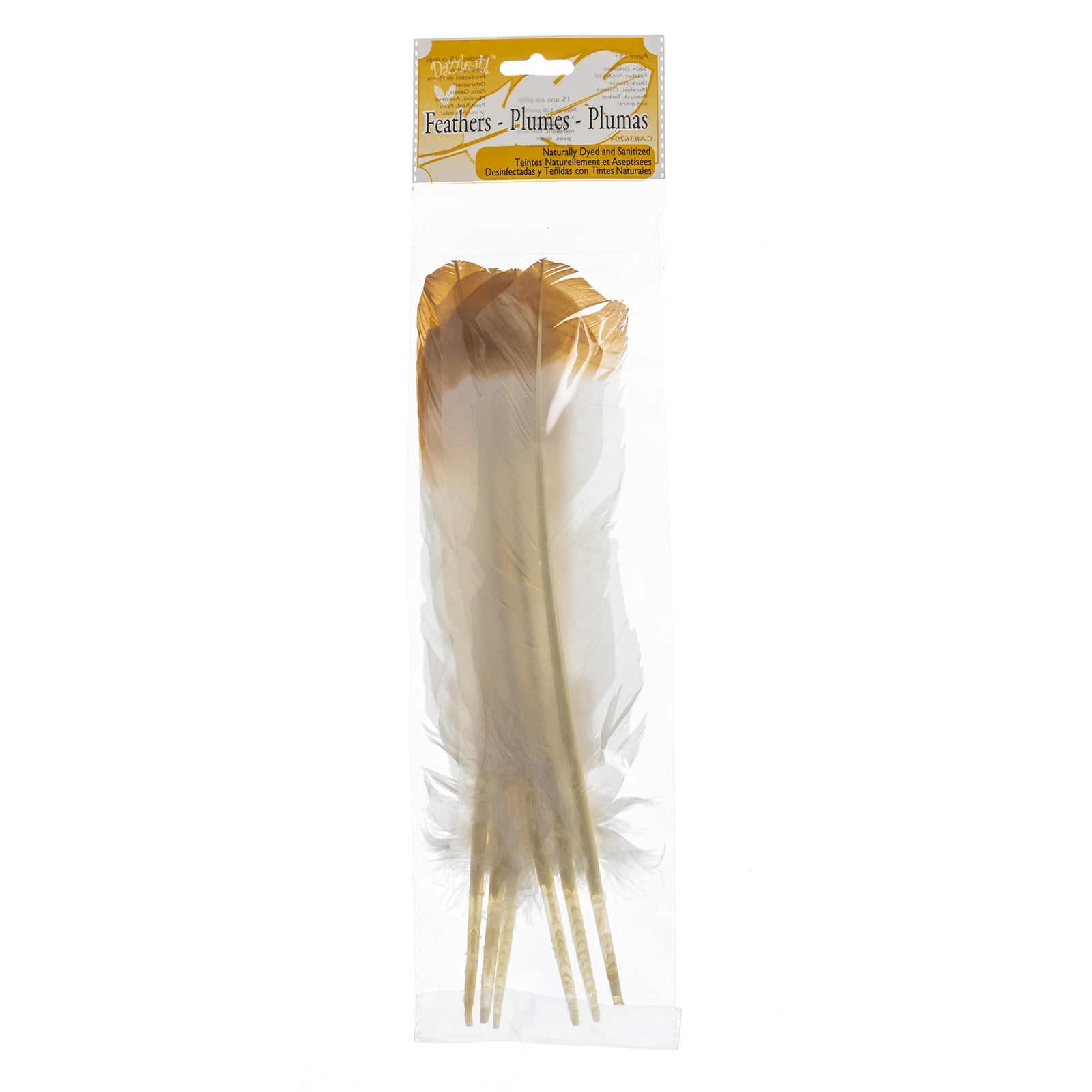 Imitation Eagle Feather 12in White & Brown (3 Header, 18pcs)