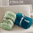 thumbnail image 4 of JERFIT Sage Green Faux Fur Throw Blanket, Plush Ruched and Faux Mink Reversible Design, 50x60 Inch Luxe Accent Throw for Couch, Bed, or Decor, 4 of 10