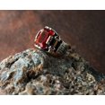 thumbnail image 3 of Vintage Gemstone Ring-Gift for Him and Her-925k Turkish Handmade Sterling Silver Red Zircon Ring, 3 of 6