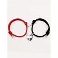 thumbnail image 3 of Spencer 1Pair Two Souls One Heart Matching Bracelets for Couples Creative Magnet Wishing Stone Braided Rope Bracelet Valentine's Gifts （Black）, 3 of 8