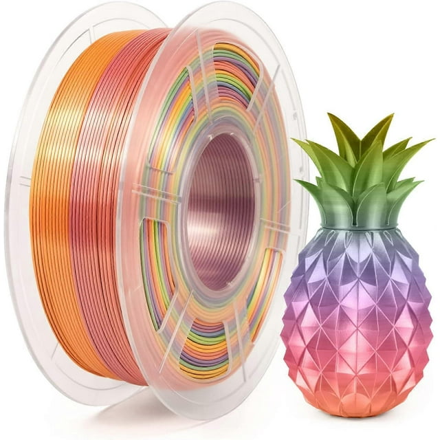 Rainbow PLA 1.75 filament, multicolor silk rainbow PLA 3D printer filament, dimensional +/- 0.03mm, 1kg spool
