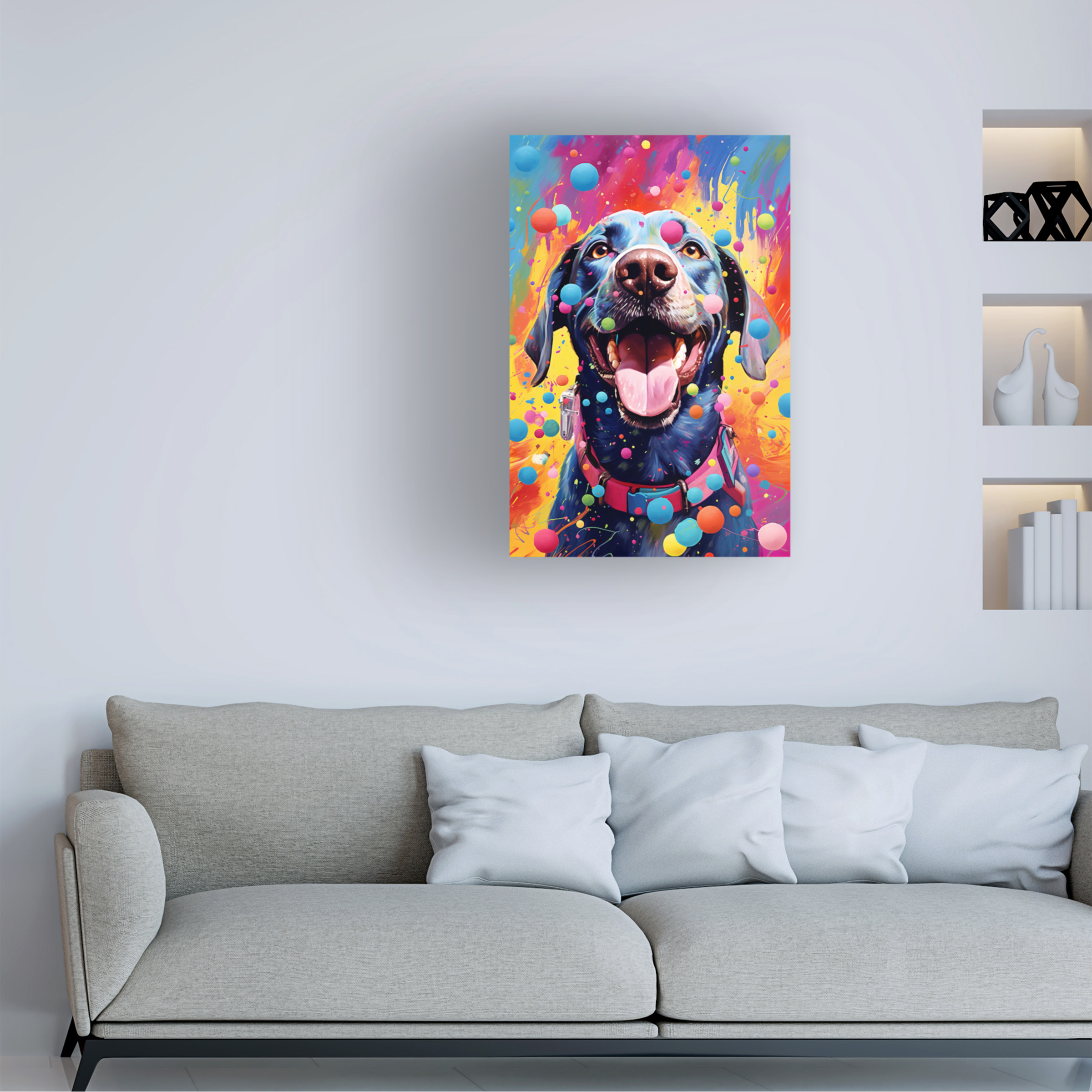 Canvas Wall Art - Ray Heere 'Happy Dog 9' Wall Art for Living Room, Bedroom, or Office Décor by Trademark Fine Art - 12 x 19 Inches