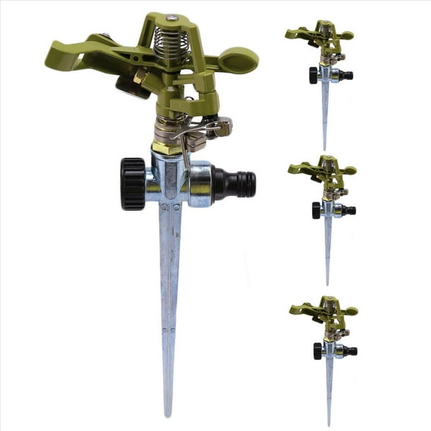 4X Aspersor de Pulverización de Riego Rotativo de 360 Grados para Césped, JardíN, JardíN, Pasto O Césped Rociador de Rociadores de Agua de Manguera de PúAs de Impulso de Metal