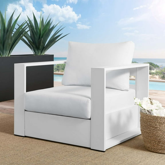Modway Tahoe Outdoor Patio Powder-Coated Aluminum Armchair in White White