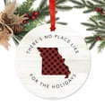thumbnail image 2 of US State Round Metal Christmas Ornament, Red Plaid on Light Rustic Wood, Missouri, Includes Ribbon and Gift Bag, 2 of 2