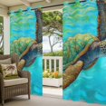 thumbnail image 5 of Abstract Turtle Outdoor Curtains for Patio Waterproof, Watercolor Teal Decoration Grommet Curtains for Porch Outside Privacy Drape for Gazebo Garden Pergola, 1 Panel, 54x95in, 5 of 9