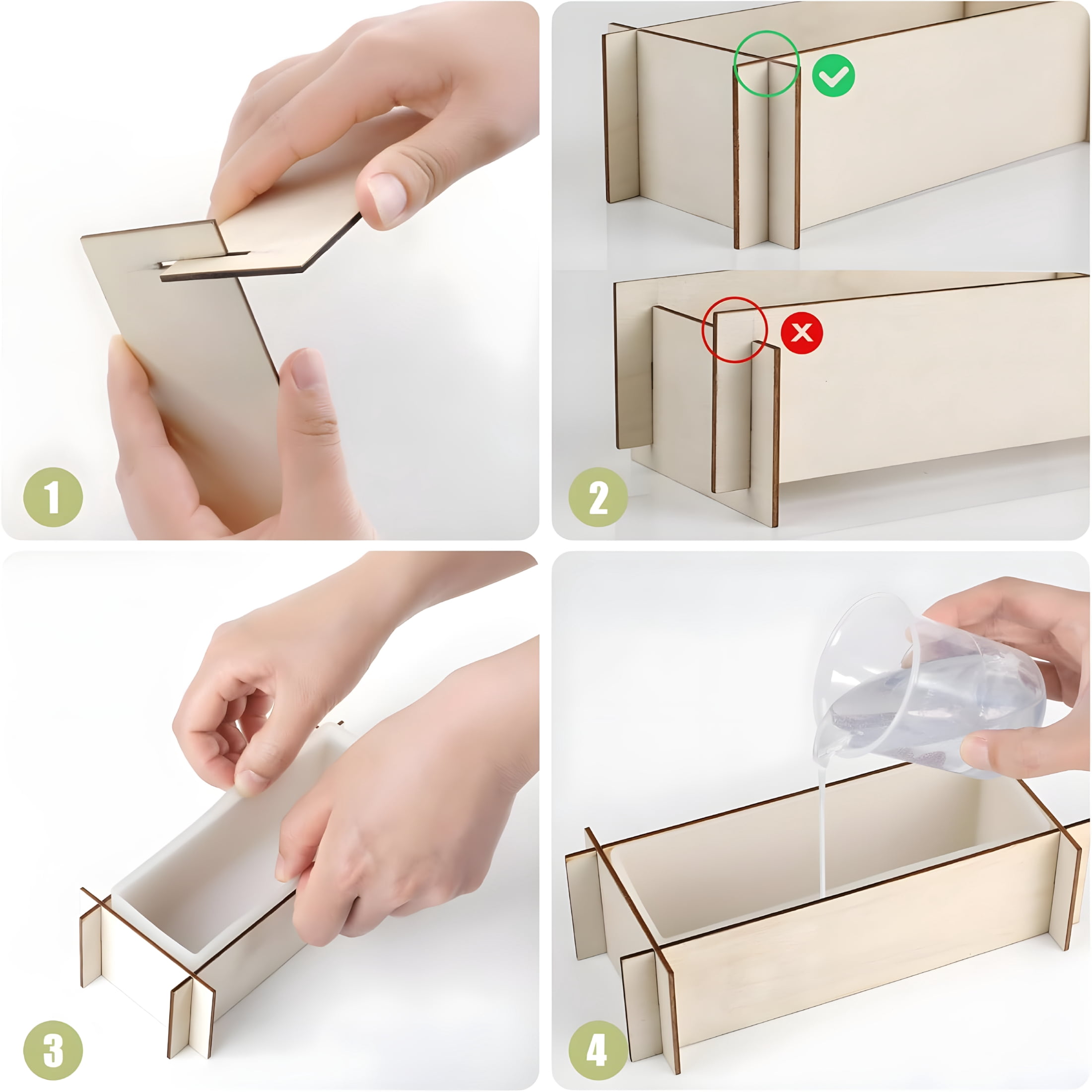 XIBUFE Large Resin Molds, Rectangle Silicone Molds for Epoxy Resin, 5 PCS Cuboid Resin Moulds with Wooden Support, Deep Casting Molds for Preserving Flowers, Insect Specimens