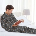 thumbnail image 6 of Fuzoiu Spider Cobweb Print Men's Long-Sleeved Pajama,Lounge Button Down Nightwear,Mens Notch Collar Pajama Set -Medium, 6 of 7