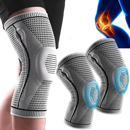 

2pcs Ultra Knee Elite Compression Sleeve Knee Sleeve. Knee Pads Compression Fit Support. with Patella Gel Pads & Side Stabilizers. Medical Grade Knee Pads for Working out Running Cycling Sport