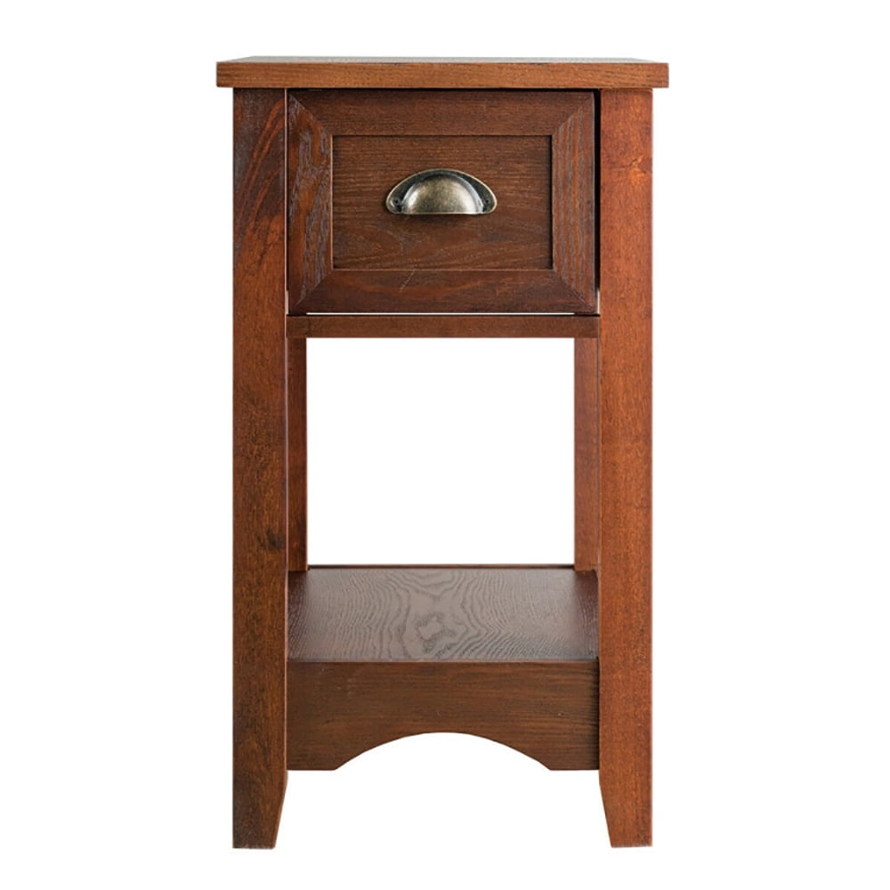 Finihen Set of 2 Side End Table, Bed Side Tables, Contemporary Side End Table with Drawer, for Living Room, Bedroom, Walnut Finihen Set of 2 Side End Table, Bed Side Tables, Contemporary Side End Table with Drawer, for Living Room, Bedroom, Walnut