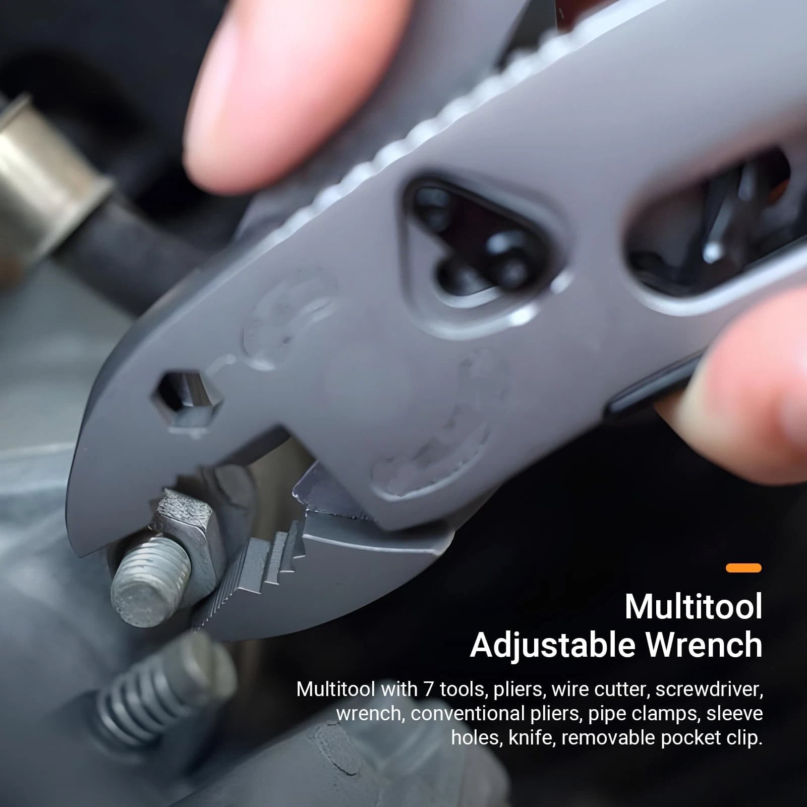 Multitool Wrench With 7 Tools/Pliers/Wire Cutter/Screwdriver with Pocket Clip, Portable Adjustable Pocket Folding Multi Tool Survival Emergency (Closing size 12.2 * 4 * 1.5cm)