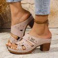 thumbnail image 2 of SACFOF Womens Open Toe Sandals Summer Casual Non Slip Slippers Orthopedic Chunky Low Heels Open Toe Casual Summer Dressy Walking Beach Slippers Hollow Out Shoes, 2 of 6