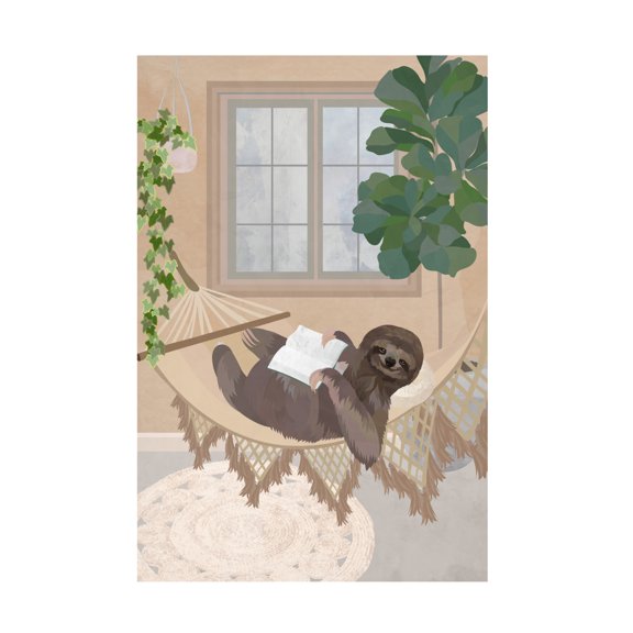 Trademark Fine Art Sarah Manovski Lazy sloth in hammock Canvas Wall Art