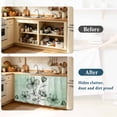 thumbnail image 4 of Green Floral Cabinet Curtain 32"Wx55"L,Dustproof Pantry Door Curtain W/ Self Adhesive Tape,Country Rustic Ombre Painting Art Watercolor Tall Storage Cover Privacy Drape for Bathroom Kitchen, 4 of 9