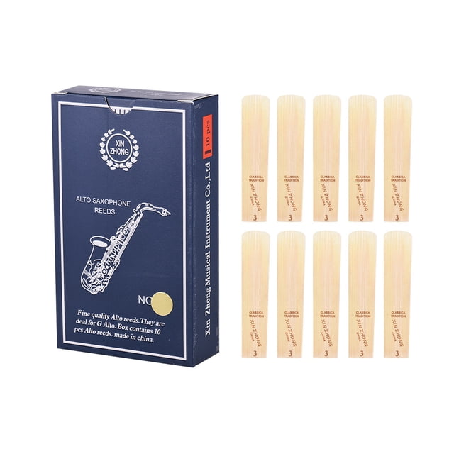 Reed Nivel normal G Alto Saxophone Sax Reeds Strength 3.0 para principiantes, 10 piezas / caja Tomshoo Reed