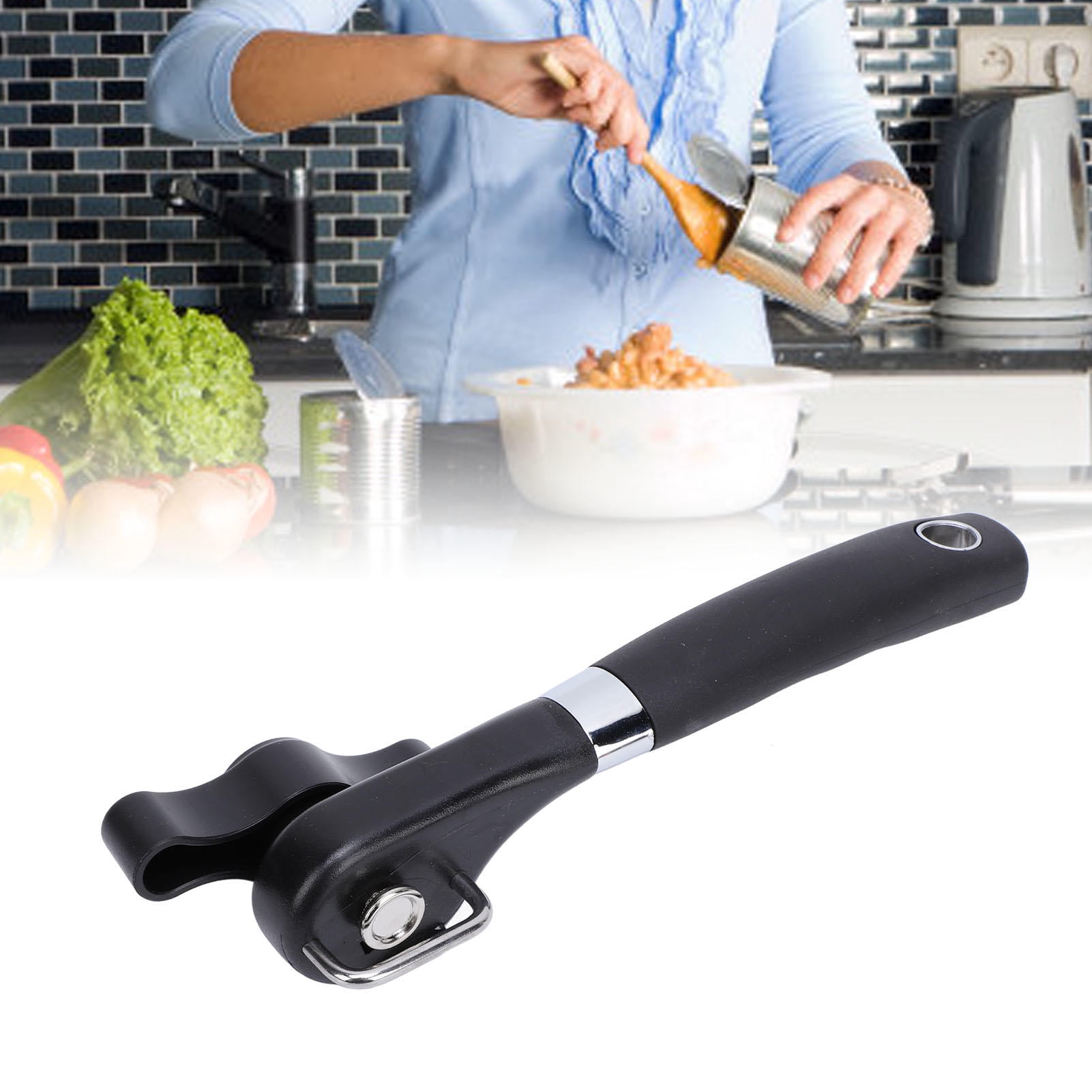 Suodoka Ergonomic Stainless Steel Hand‑Held Can Opener with Non‑Slip Handle, Slick Edges – Safe, Easy to Use for Seniors