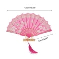 thumbnail image 2 of Unique Bargains 1 Pc Tassel Folding Fan for Masquerade Rose Red Silk Fabric, 2 of 5