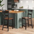 thumbnail image 2 of Costway Wooden Bar Stool Set of 2 Bar Chairs with LVL Rubber Wood Frame, Backrest, Footrest Black, 2 of 10