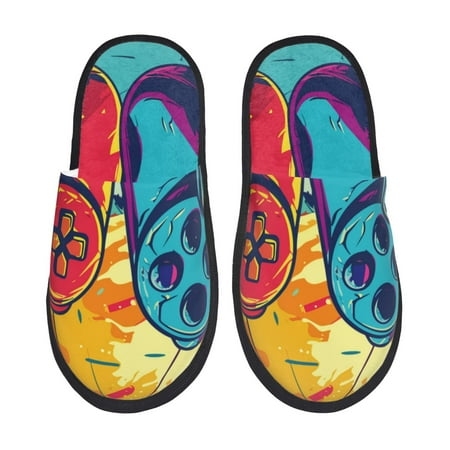 Balery Gaming Slient Indoor Furry Fleece Comfort House Shoes Soft Non-Slip Home Shoes Cotton slippers House Slippers-- Medium
