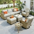thumbnail image 2 of Ovios 8 Pieces Outdoor Patio Sectional Furniture All-Weather Rattan Wicker Conversation with Swivel Glider Rocking Chair Patio Sofa Outdoor Chairs for Backyard Balcony, 2 of 9