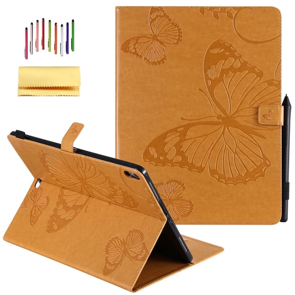 iPad Pro 12.9-inch 2018 Release Case, Allytech Embossed with Butterfly Folio Stand Wallet Case with Cards/Cash Holder [Apple Pencil Charging not Supported] for Apple Pad Pro 12.9" (2018), Yellow