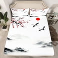 thumbnail image 2 of Castle Fairy Kids Teens Adults Sakura Crane Twin Sheet Sets,Black Red Bedding, 2 of 7