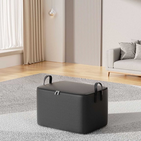Heavy-Duty Woven Storage Bag with Double Zipper, Extra Large Capacity Organizer for Blankets, Clothes, Toys, Seasonal Decor, Foldable and Portable for Home, Moving