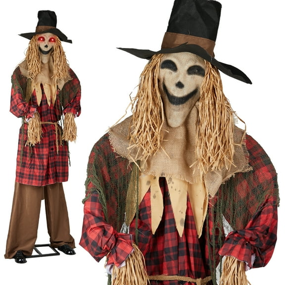 Zimtown 8.2FT Halloween Animatronic Scarecrow Standing Scarecrow The Sound Activated Halloween Prop