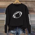 thumbnail image 2 of WTOBBY Women's Rugby Print Sportswear Pullover Sweatshirt Fashion Casual Long Sleeve Round Neck Top for Athletic Inspired Street Style,Black S, 2 of 5