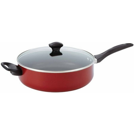Farberware Dishwasher Safe Nonstick Aluminum 5-Quart Covered Jumbo Cooker with Helper Handle, Red