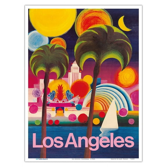 City of Los Angeles California - Vintage Airline Travel Poster c.1960s - Master Art Print (Unframed) 9in x 12in