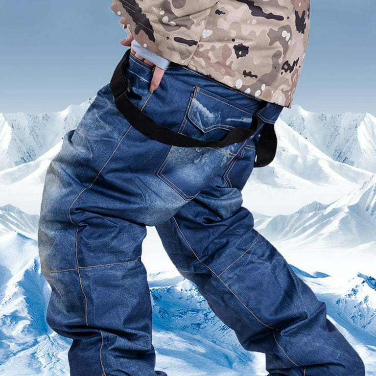 Men Cargo Pants Waterproof Hiking Skiing Thicken Snowboard Snow Pants  Trousers