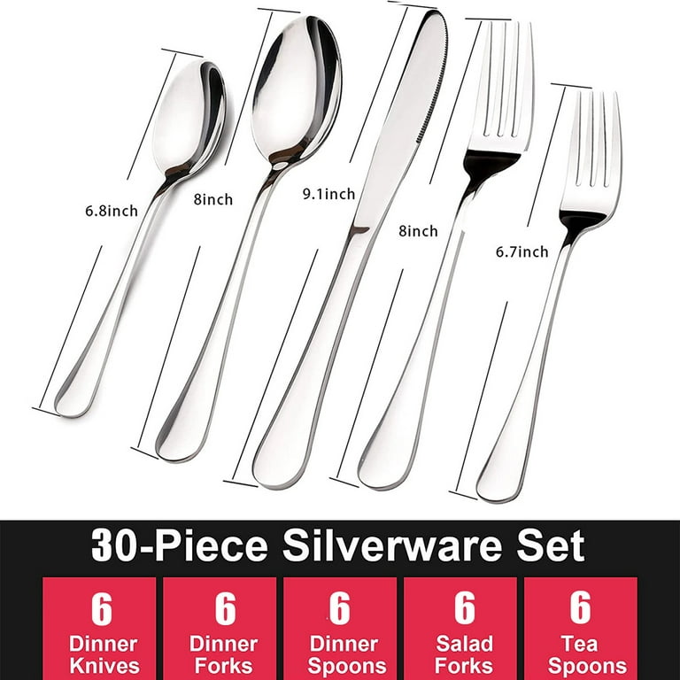 Silverware Sets, JOW 20 Pieces Stainless Steel Flatware Set Service for 4,  Tableware Cutlery Set for Home and Restaurant, Knives Forks Spoons, Mirror
