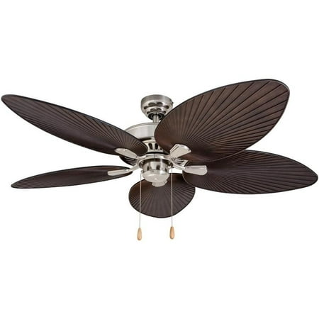 Ecosure Abaco Brushed Nickel 52 Inch Ceiling Fan With Palm Leaf Blades And Remote Control